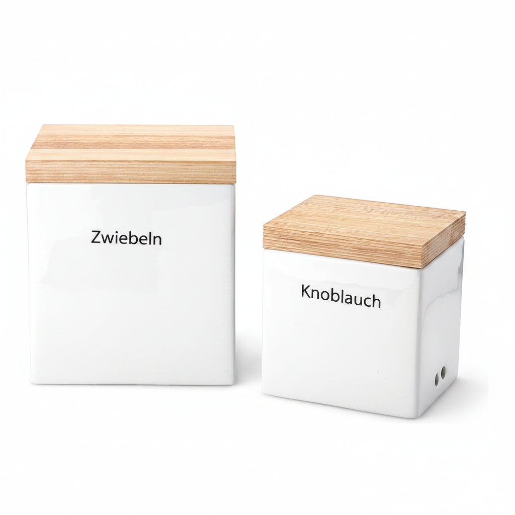 Vorratsdose mit Holzdeckel, weiß