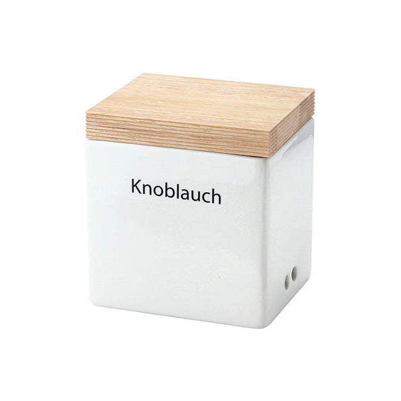 Vorratsdose mit Holzdeckel, weiß